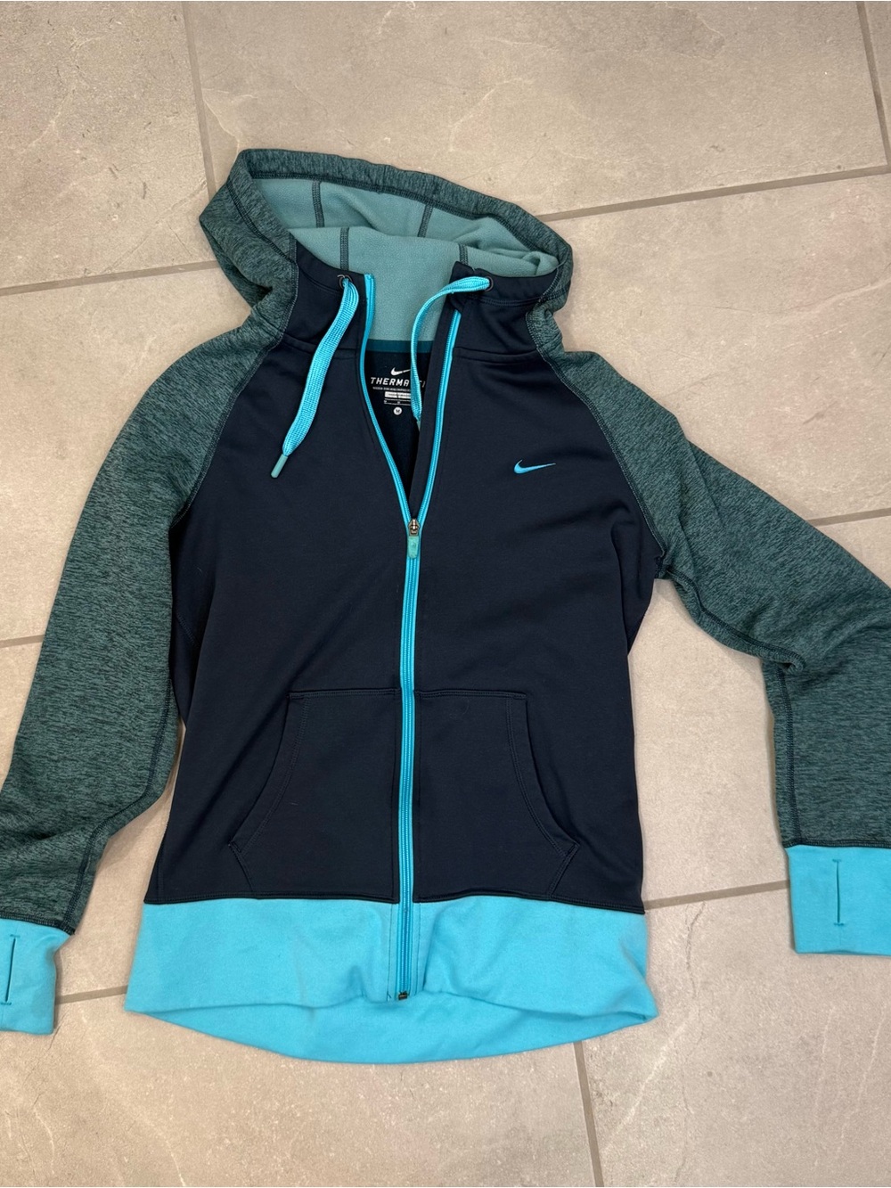 Nike Navy & Teal Full-Zip Hooded Jacket